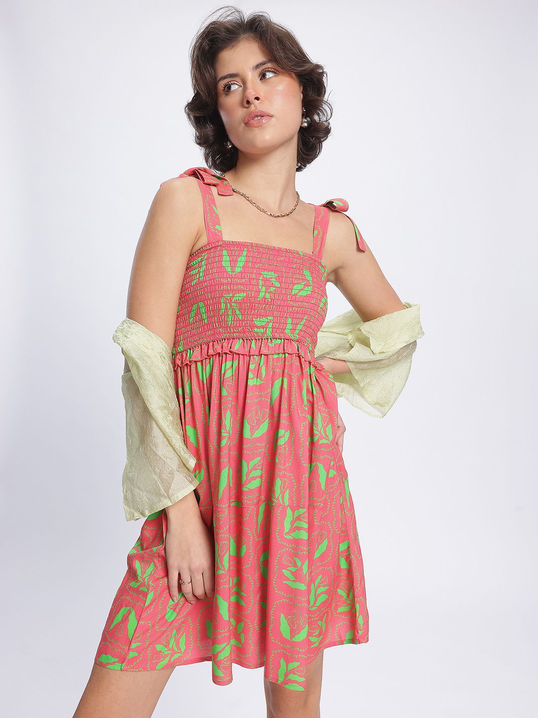 DressBerry Floral Fantasy Smocked A-Line Dress