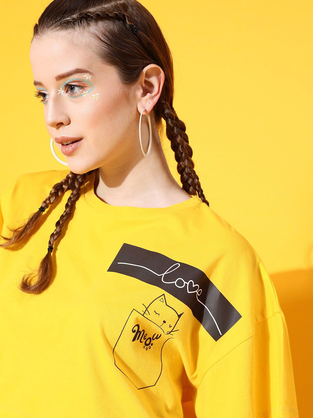 STREET 9 Women Yellow Abstract Tshirt