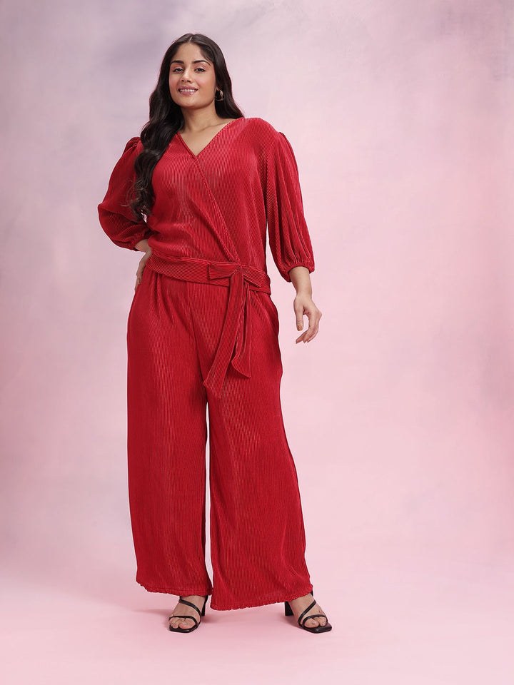 DressBerry Plus Size Solid Accordion Pleats Co-Ords