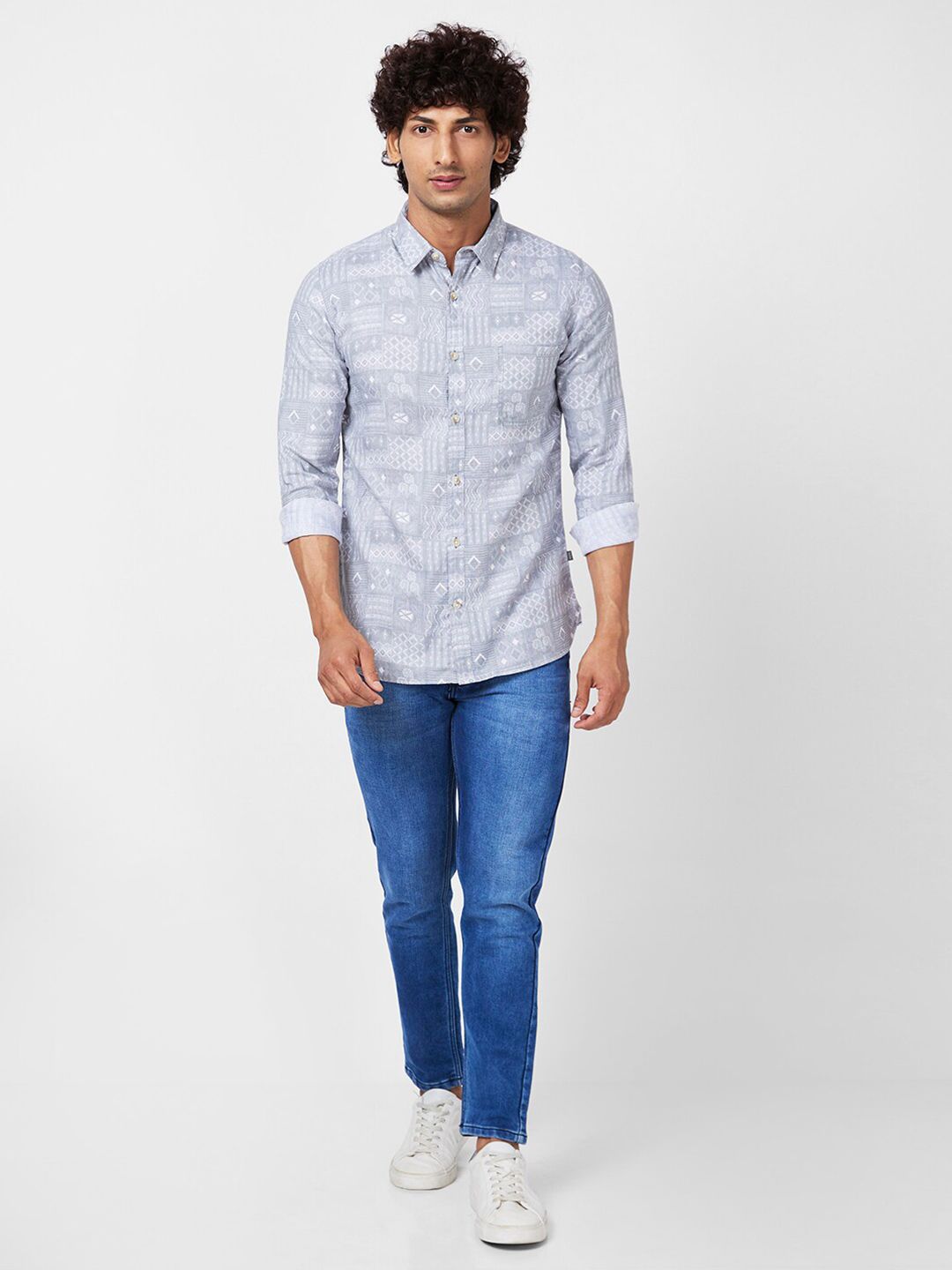 SPYKAR Men Slim Fit Printed Cotton Casual Shirt