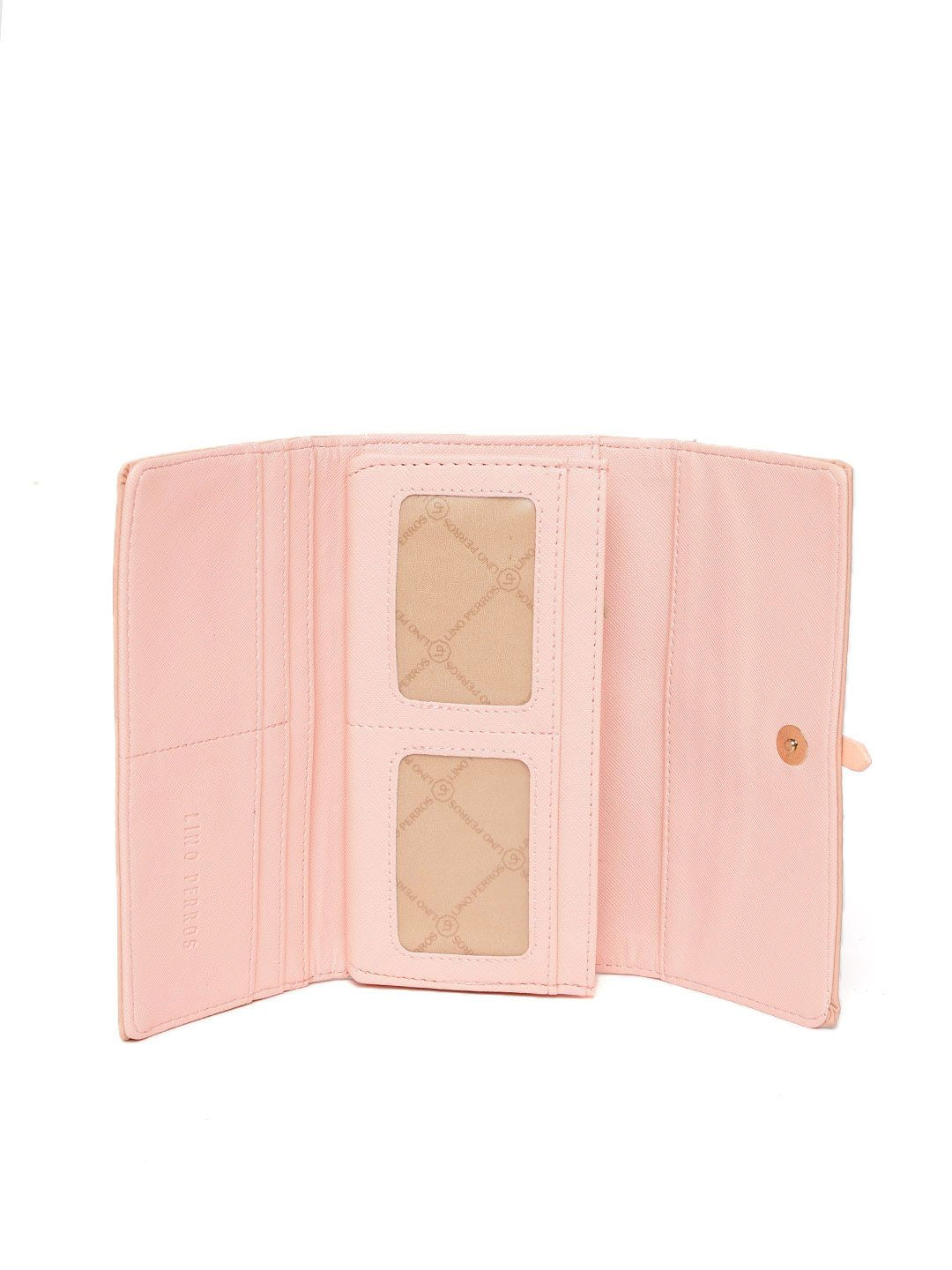 Lino Perros Women Peach-Coloured Solid Three Fold Wallet