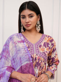 Vishudh Floral Printed Empire Kurta with Palazzo & Dupatta