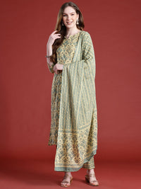 Anouk Ethnic Motifs Printed Cotton Kurta Set With Embellished Detail Dupatta