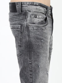 LOCOMOTIVE Men Grey Slim Tapered Fit Mildly Distressed Heavy Fade Stretchable Jeans