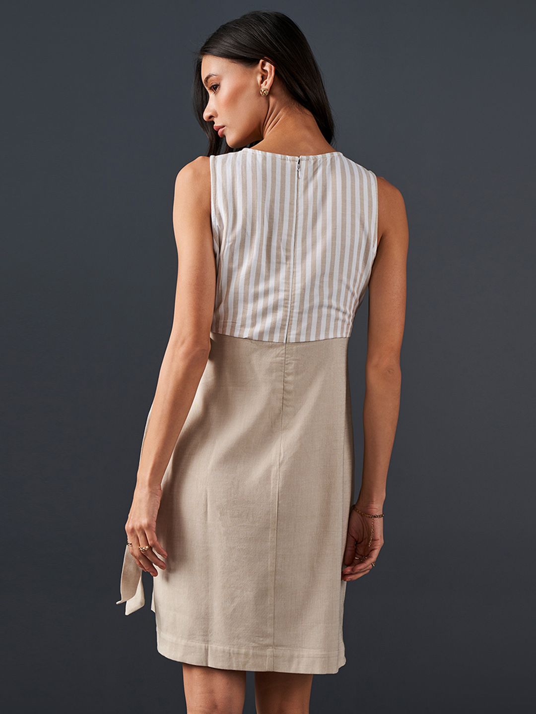 AND Round Neck Sleeveless Cotton A-Line Dress