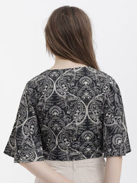 RAREISM Ethnic Motifs V-Neck Cotton Twisted Crop Top