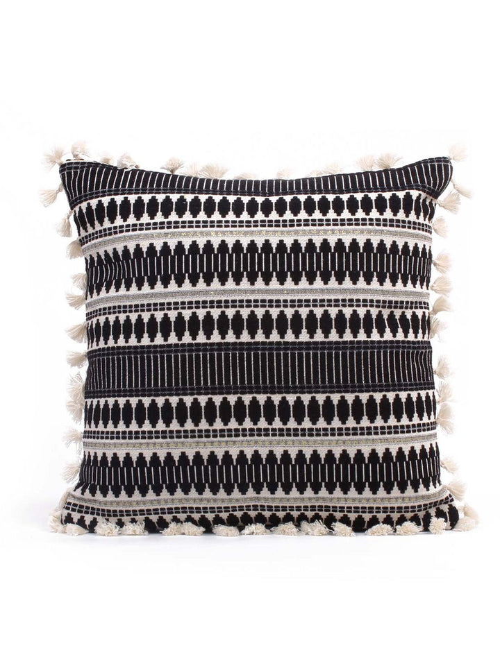 STITCHNEST Black & White 2 Pieces Ethnic Motifs Woollen Square Cushion Covers