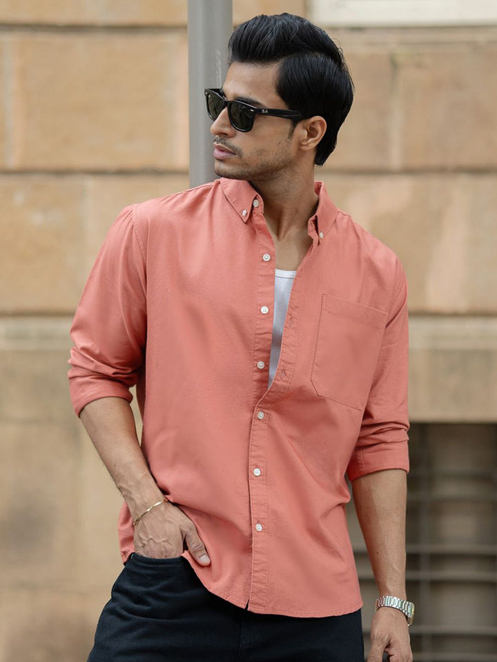 Powerlook Men Solid Button-Down Collar Pure Cotton Casual Shirt