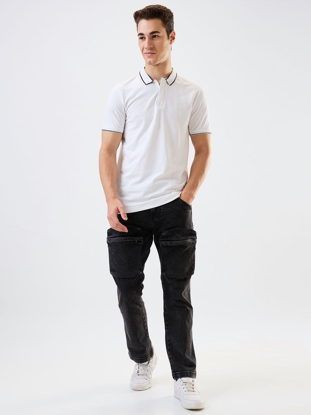 SPYKAR Men Solid Polo Collar Cotton Slim Fit T-shirt