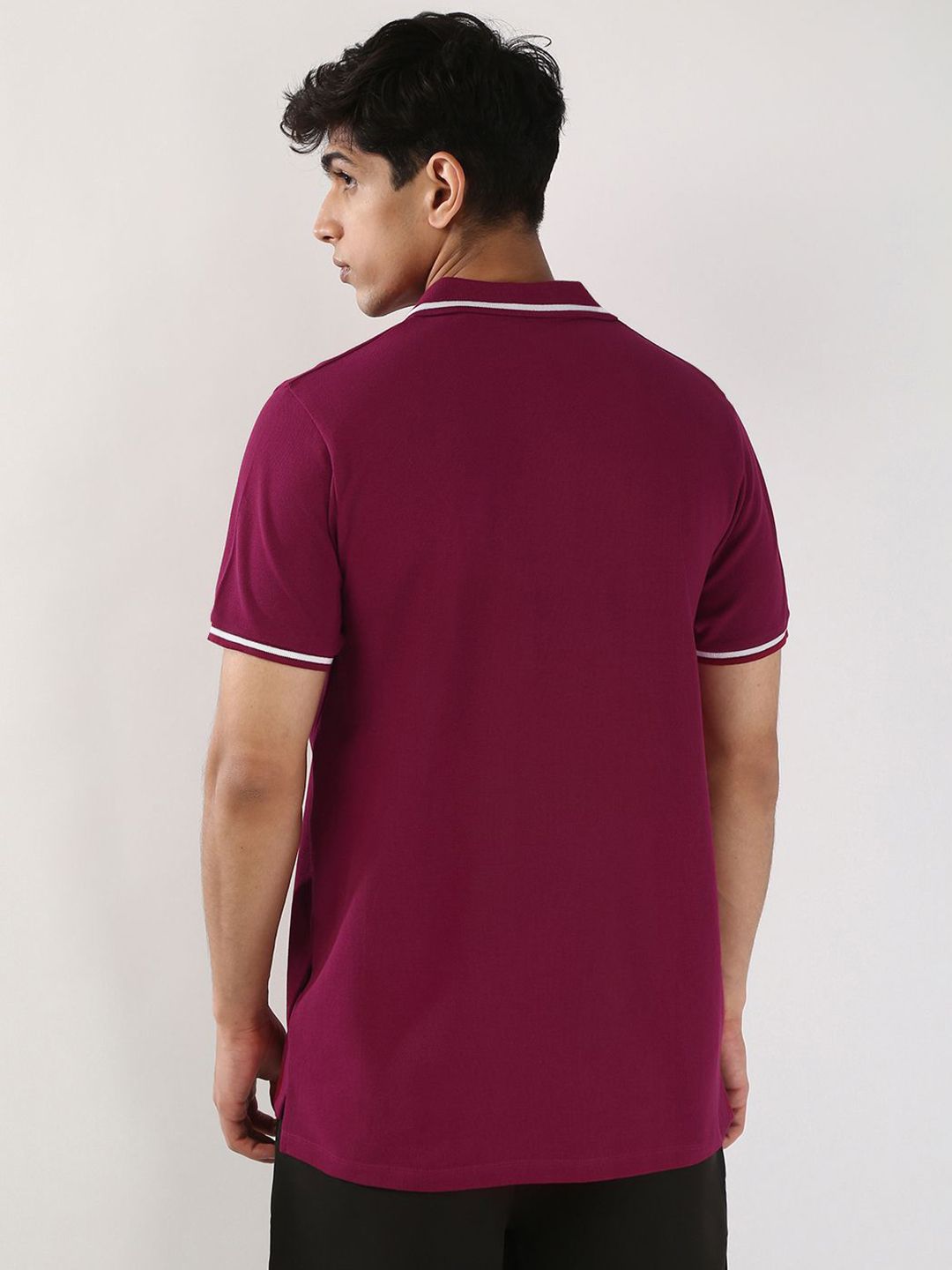 Urbano Fashion Men's Wine Solid Regular Fit Half Sleeve Cotton Polo Collar T-Shirt