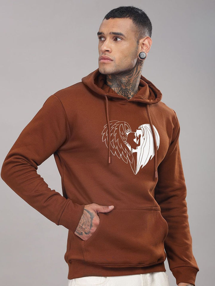 ADRO Lelaki Graphic Printed Hod Cotton Pullover Sweatshirt