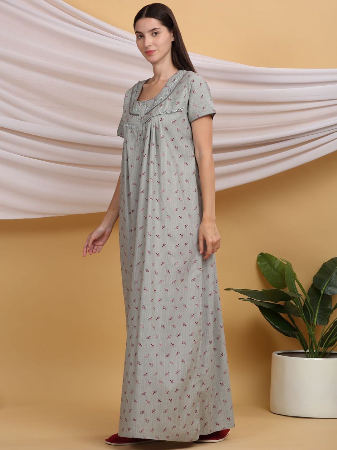 Sweet Dreams Floral Printed Pure Cotton Maxi Nightdress