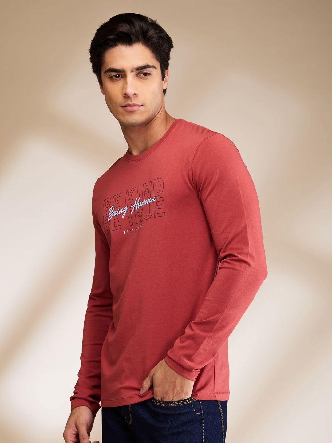 Being Human Men Typography Printed Round Neck Cotton T-shirt