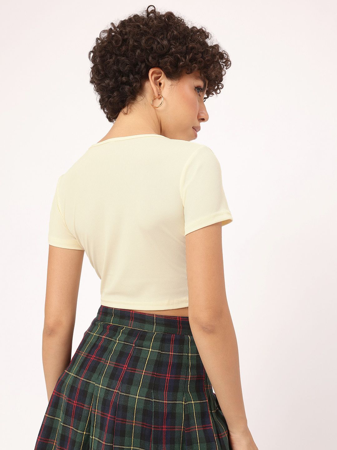 DressBerry Damsel Effect Printed Ribbed Crop T-shirt