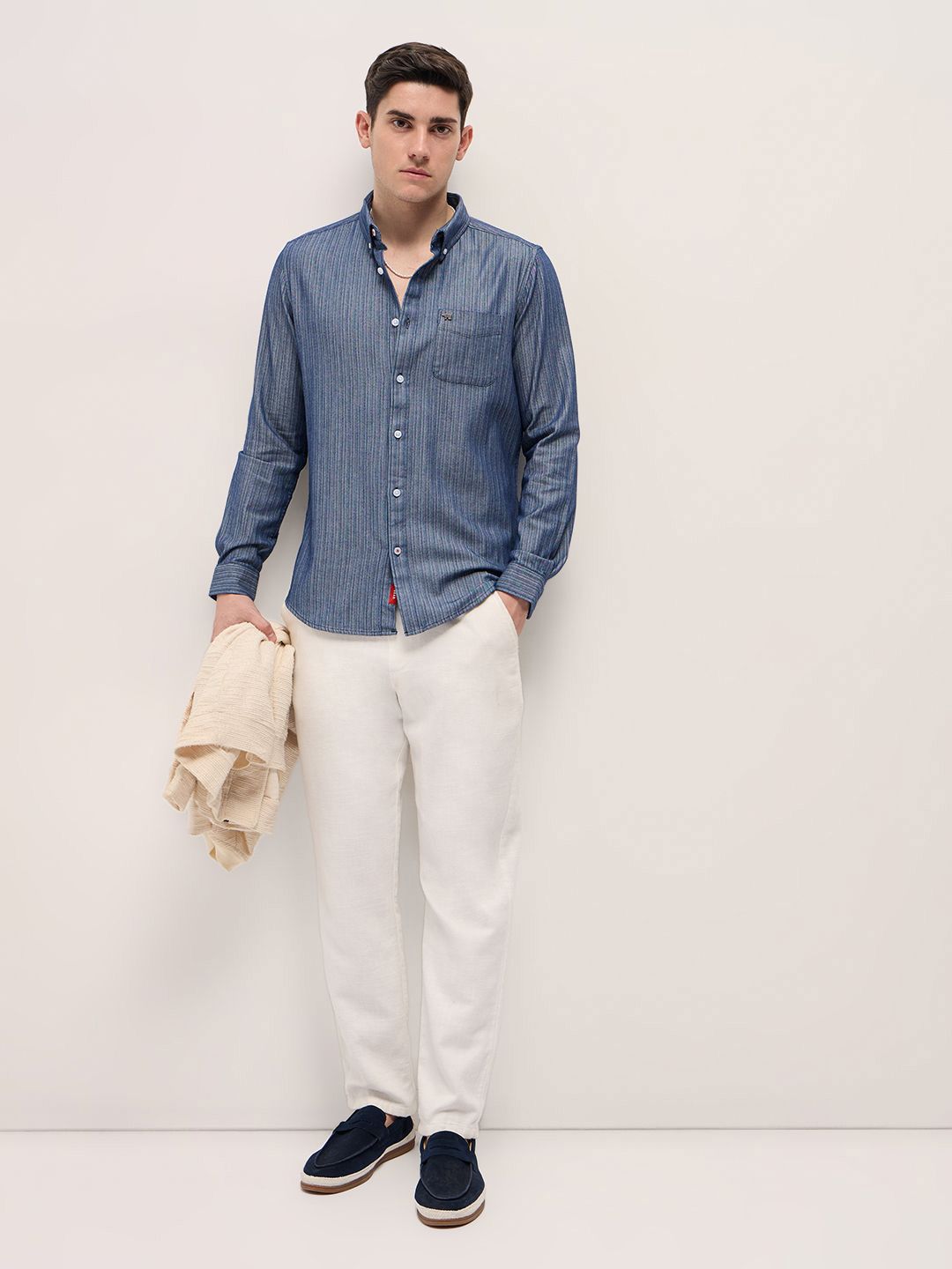 THE BEAR HOUSE Men Slim Fit Multi Stripes Opaque Striped Casual Shirt