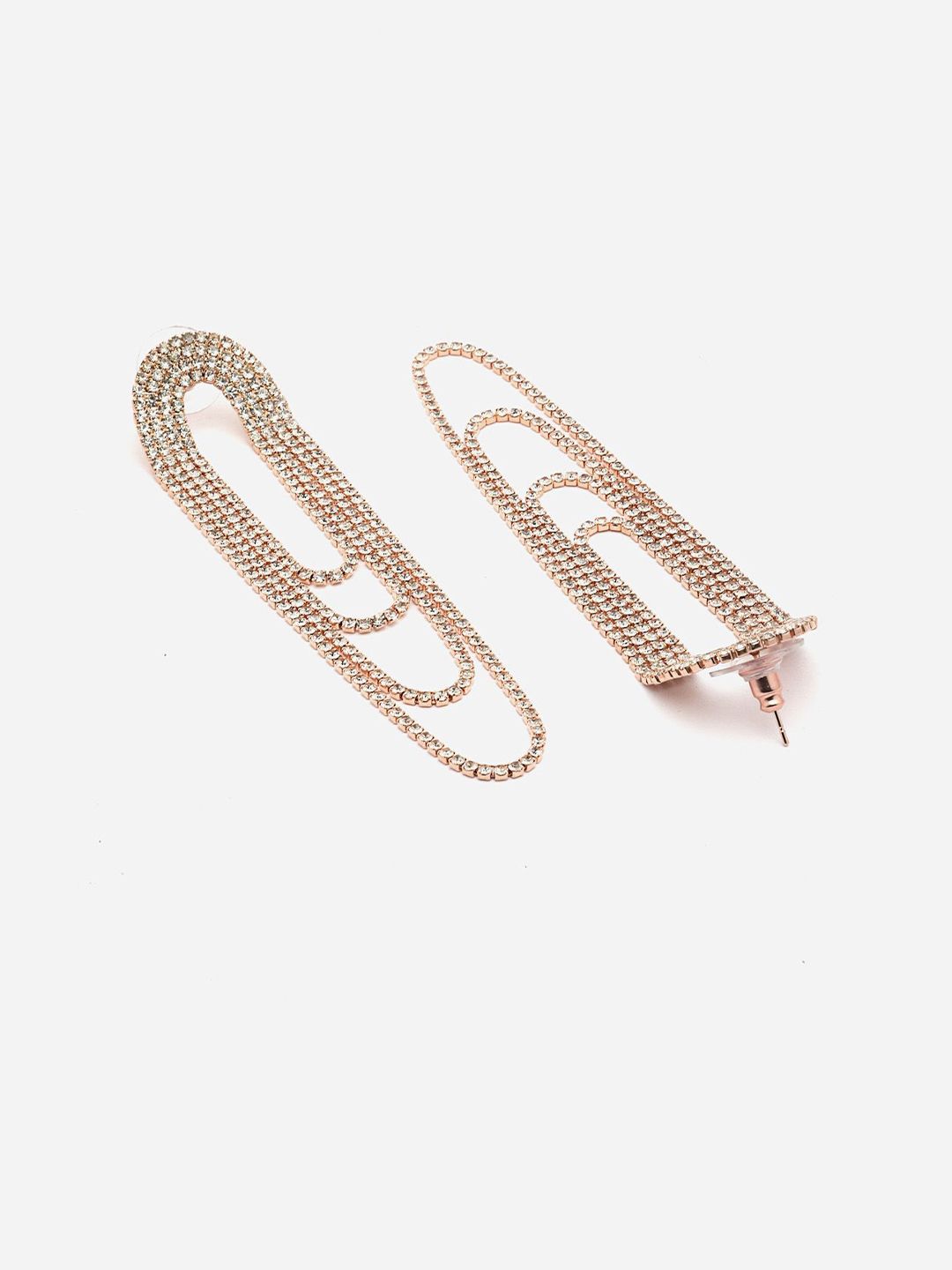 Anouk Rose Gold-Plated American Diamond Studded Contemporary Drop Earrings