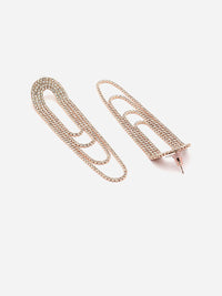 Anouk Rose Gold-Plated American Diamond Studded Contemporary Drop Earrings