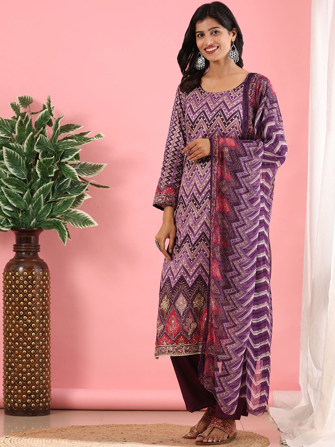 Mamicha Women Floral Printed Regular Pure Cotton Kurta with Palazzos & With Dupatta