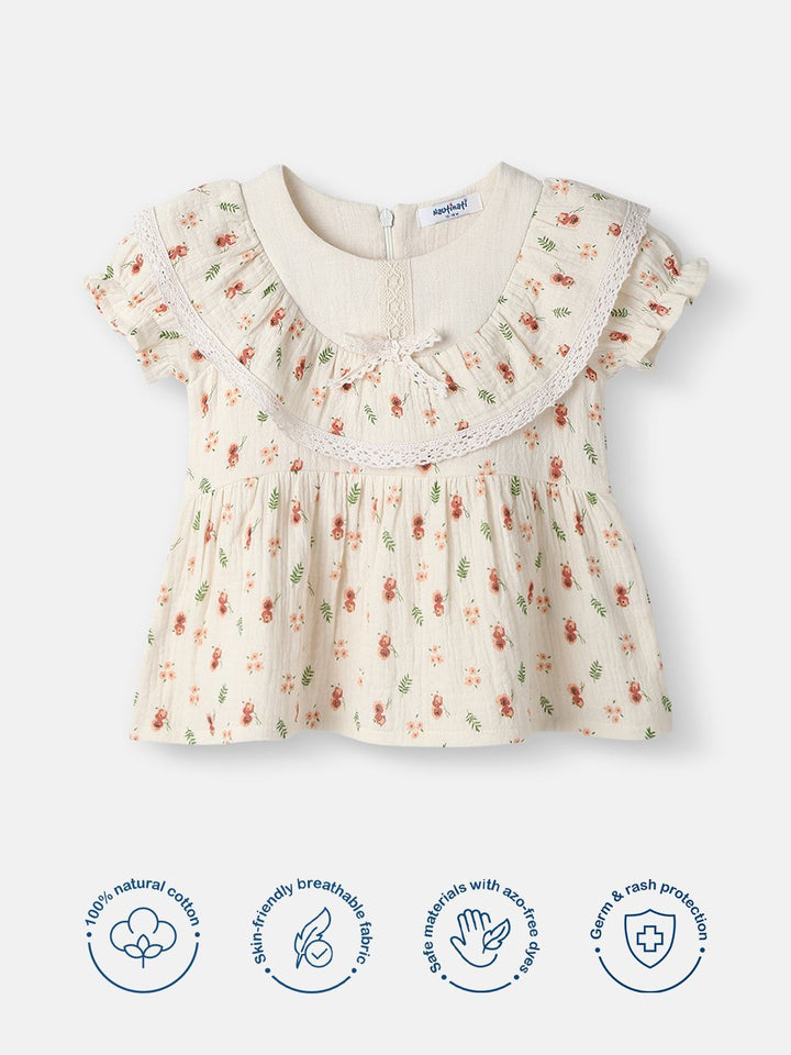 Nauti Nati Girl Floral Cotton Lace Dress