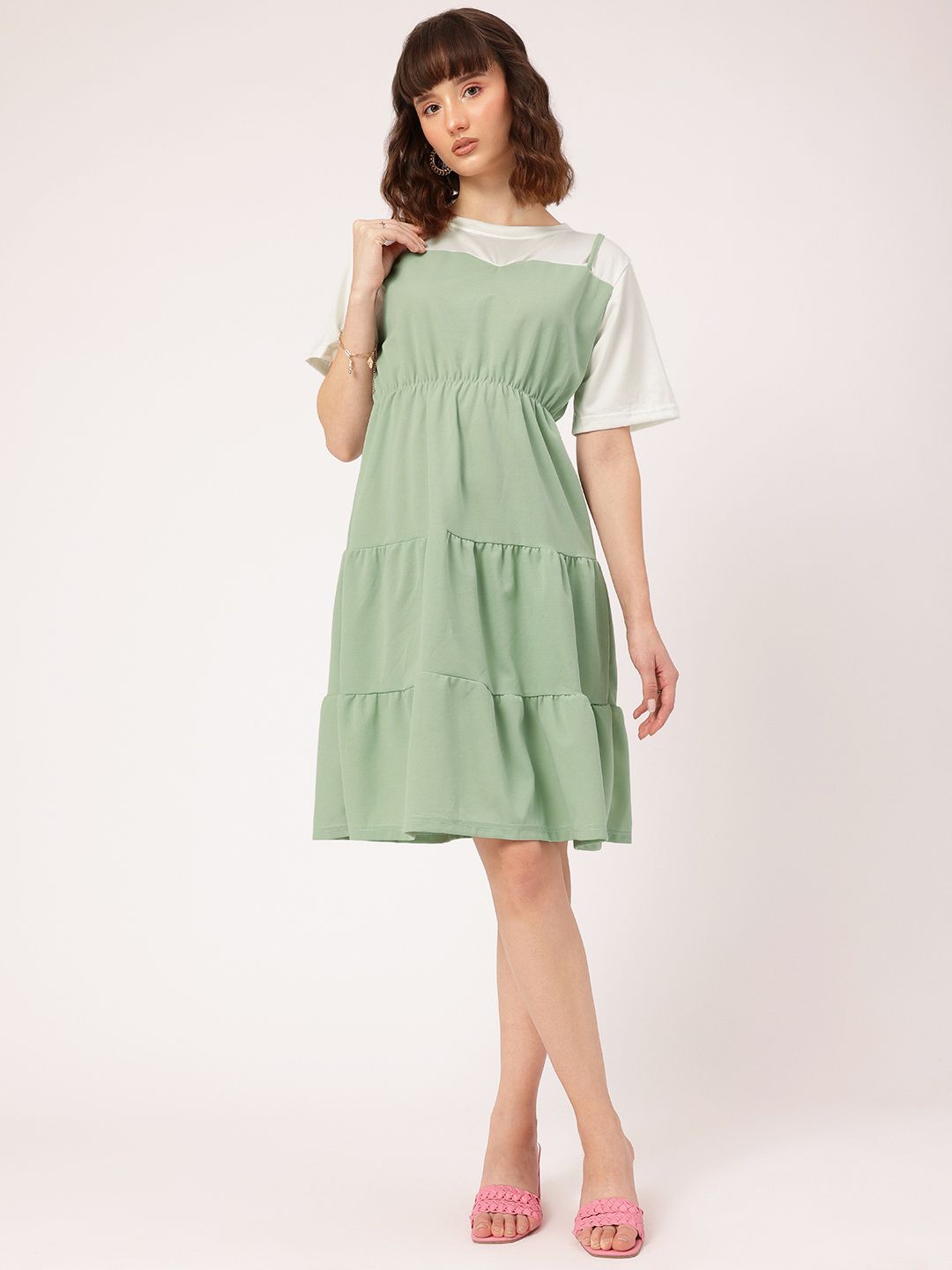 DressBerry Comfy Fashionable Flair A-Line Tiered Dress