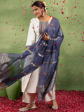 Libas Ethnic Motifs Embroidered Thread Work Straight Kurta With Trousers & Dupatta