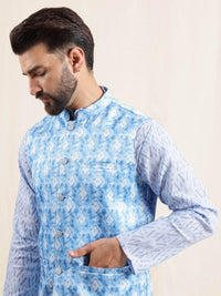 Anouk Men Geometric Printed Kurta with Pyjamas & Nehru Jacket