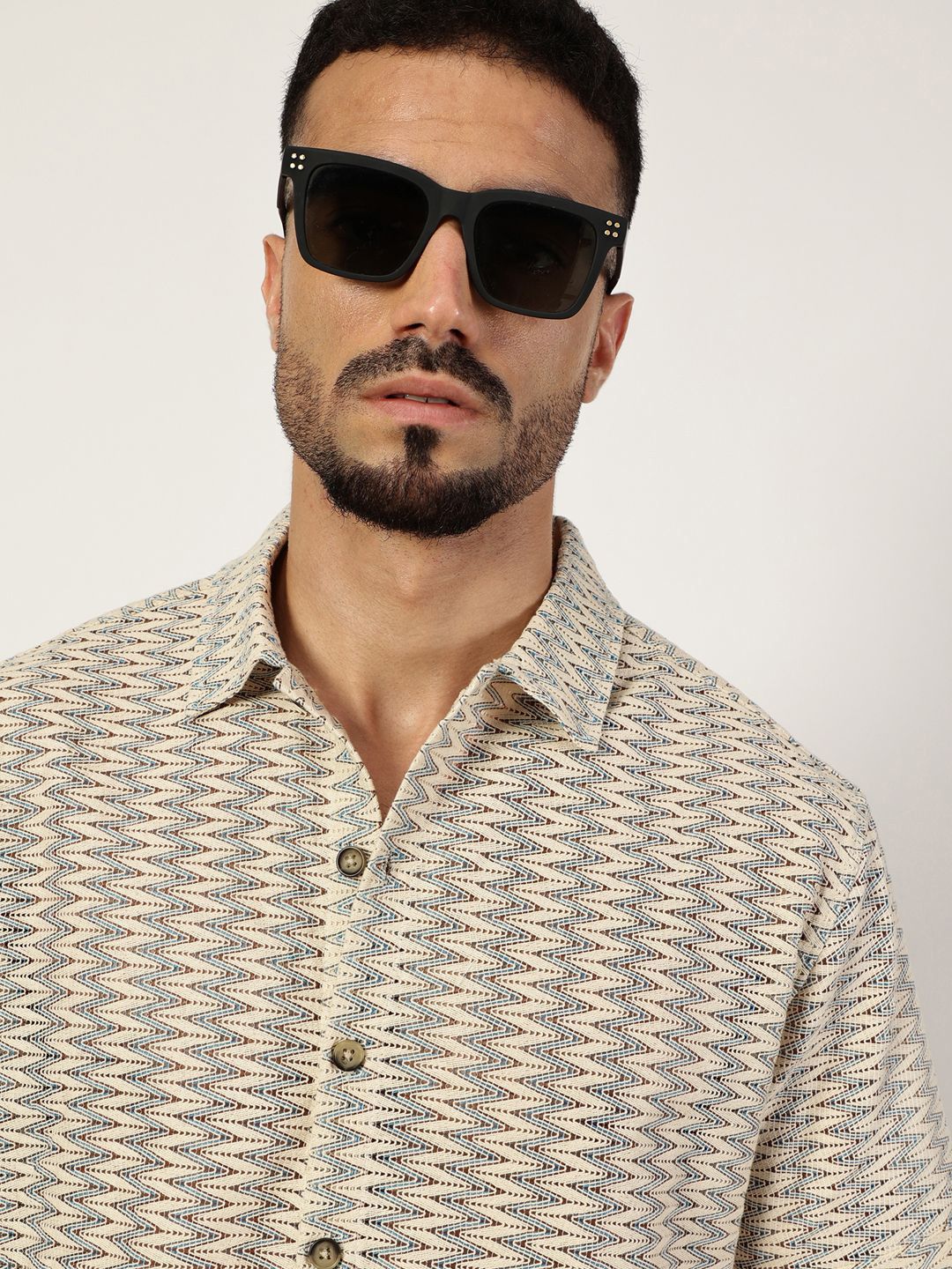 Thomas Scott Men Premium Spread Collar Vertical Striped Cotton Slim Fit Casual Shirt