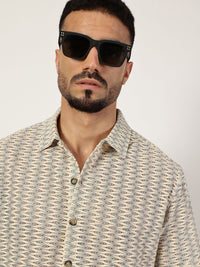 Thomas Scott Men Premium Spread Collar Vertical Striped Cotton Slim Fit Casual Shirt