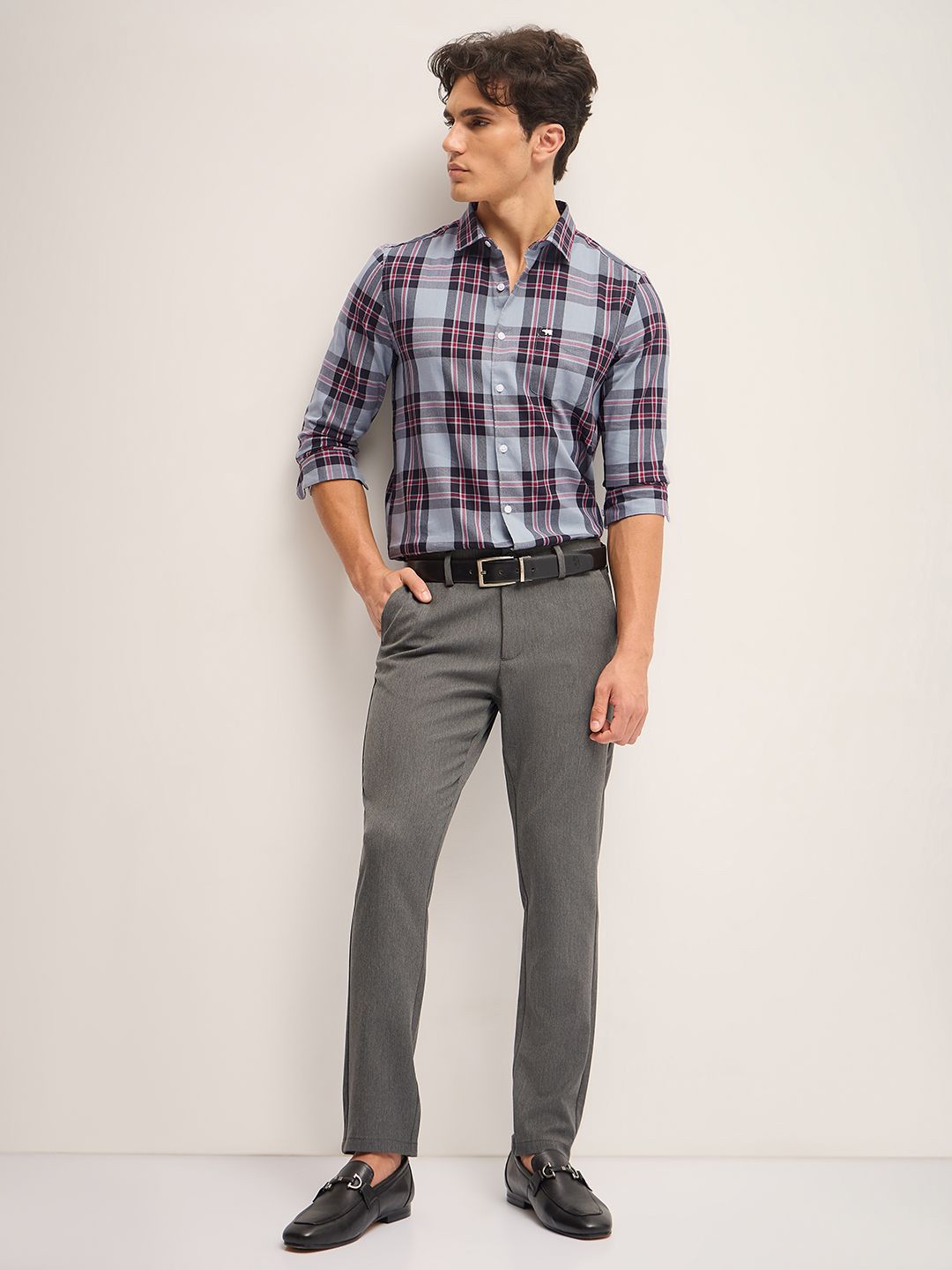 THE BEAR HOUSE Men Slim Fit Tartan Checks Casual Shirt