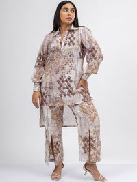 Mamicha Printed Shirt Collar Tunik & Trousers Co-Ords