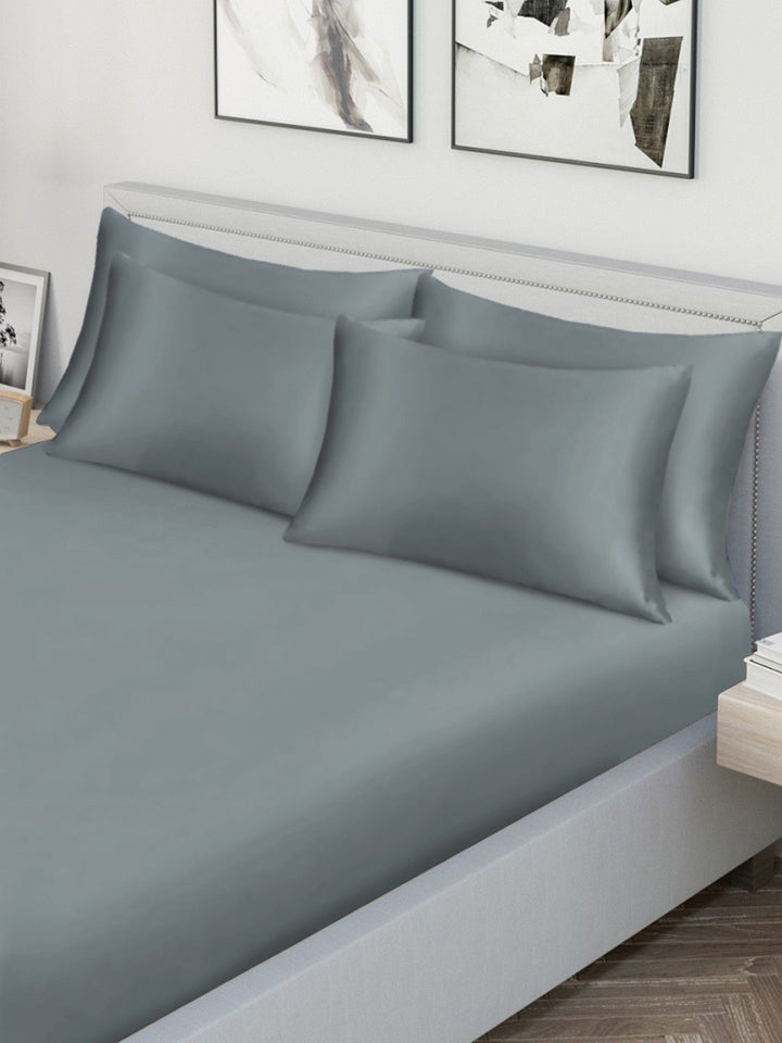 Myntra Elegant Homes Grey 300 TC King Bedsheet with 2 Pillow Covers