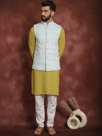 Anouk Embroidered Regular Thread Work Kurta & Churidar With Nehru Jacket