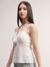 ESPYR By Tokyo Talkies Halter Neck Self Design Peplum Top