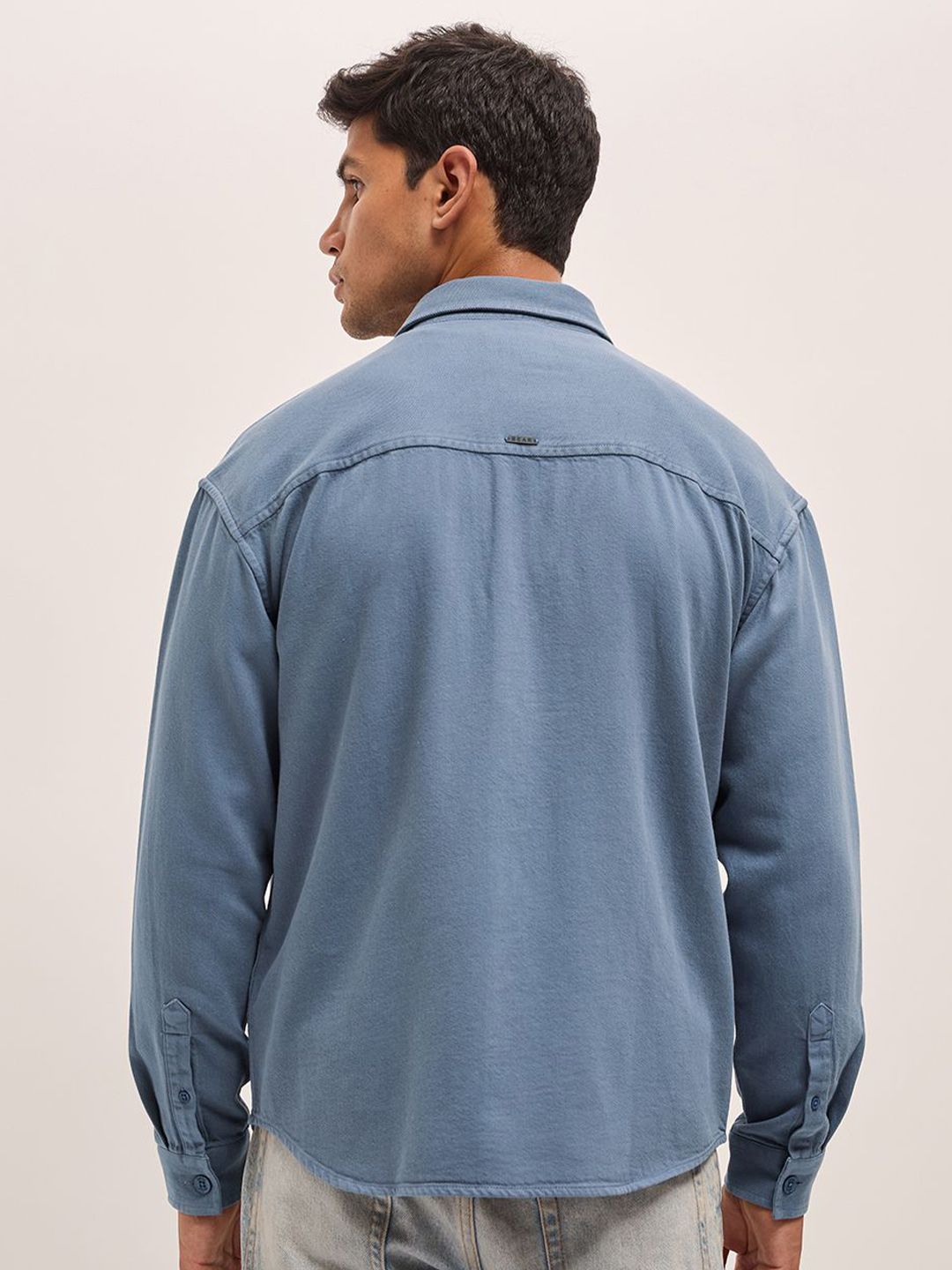 THE BEAR HOUSE Men Spread Collar Solid Pure Cotton Relaxed Fit Casual Shirt