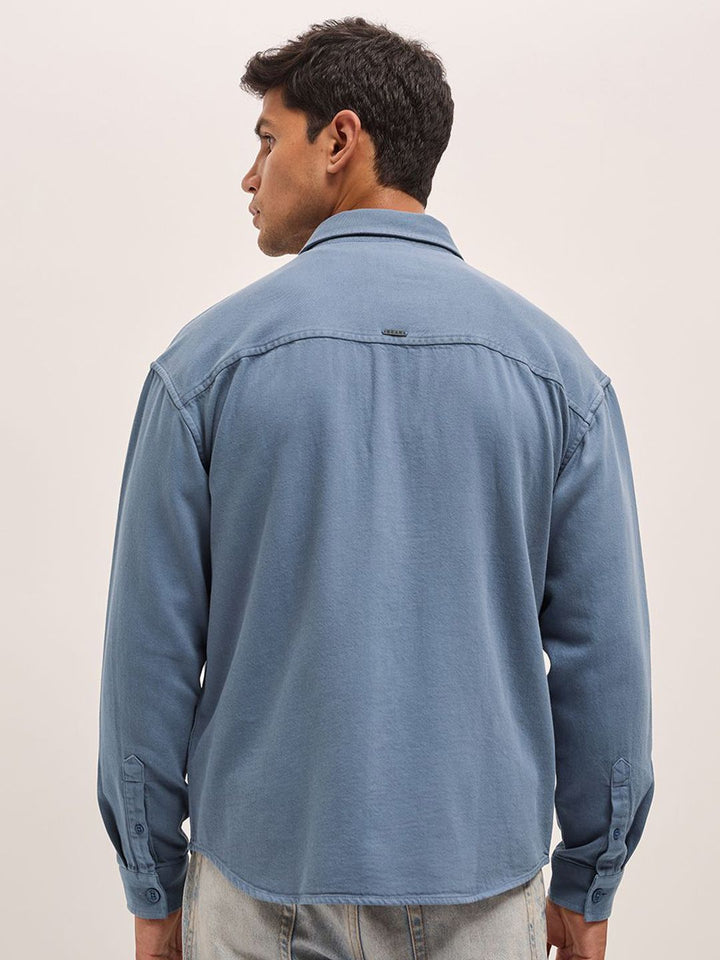 THE BEAR HOUSE Men Spread Collar Solid Pure Cotton Relaxed Fit Casual Shirt