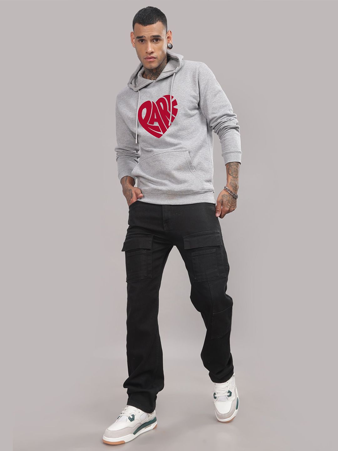 ADRO Lelaki Lengan Panjang Grafik Bercetak Sweatshirt Bertudung