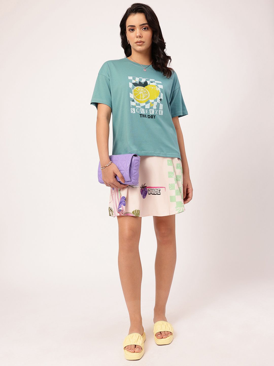 DressBerry Embracing-Serenity Slang Printed Drop-Shoulder Relaxed Tee