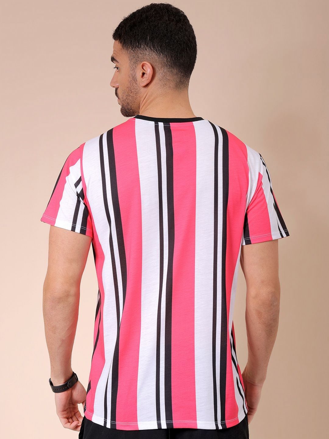 The Indian Garage Co Men Striped Round Neck Slim Fit T-shirt