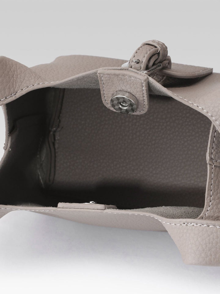 DressBerry Textured Bucket Handheld Bag with Pouch