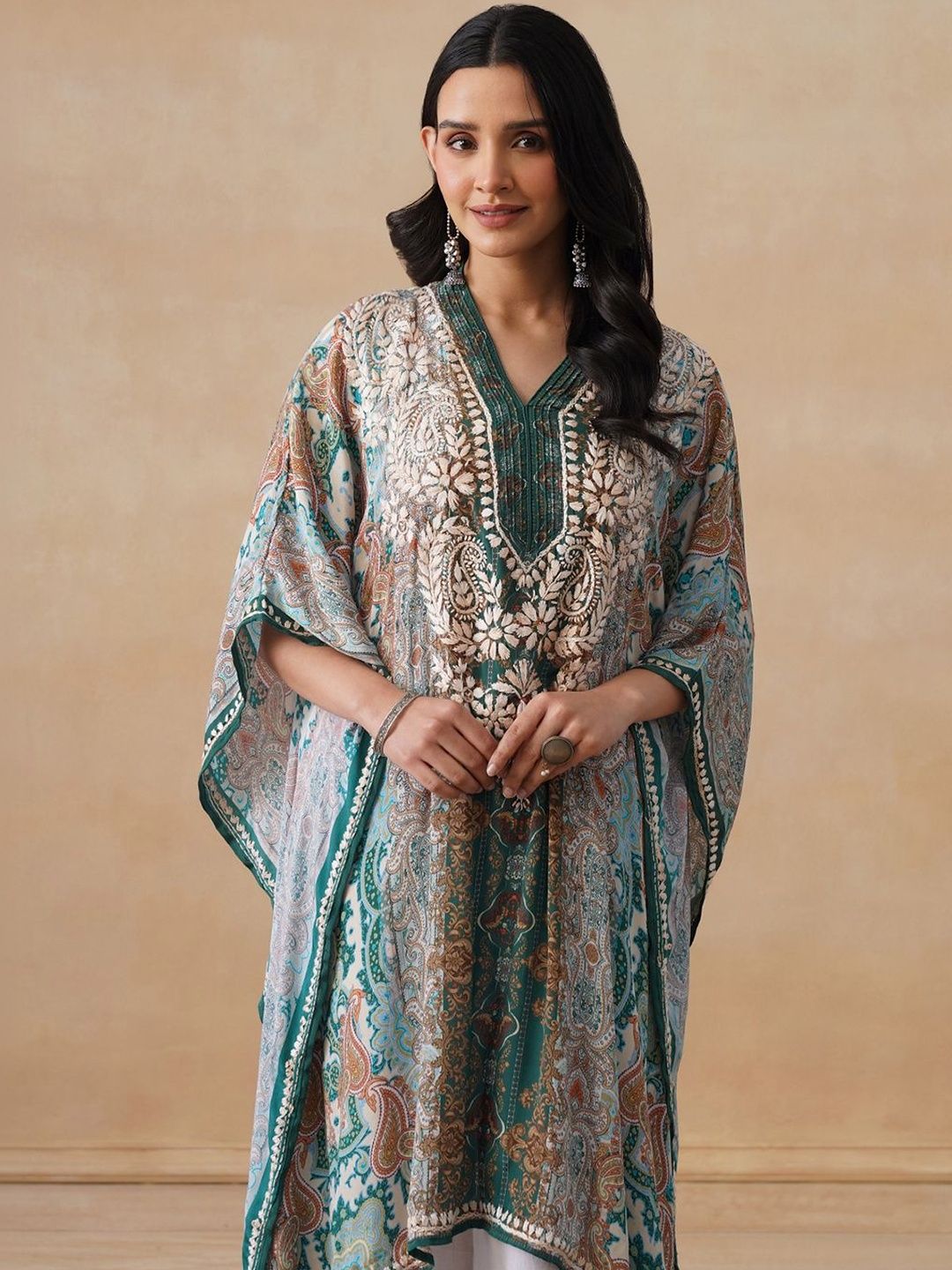 House of Chikankari Women Printed Chikankari Crepe Kurta