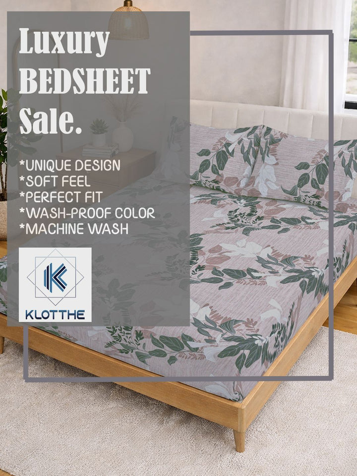KLOTTHE Grey Floral 300 TC King Cadar Biasa