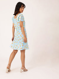 DressBerry Endearing Blossom Sweetheart Neck Puff Sleeves A-Line Dress