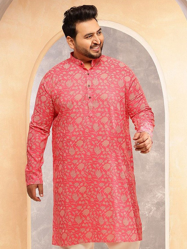 SOJANYA PLUS Men Floral Printed Daily Cotton Straight Kurta