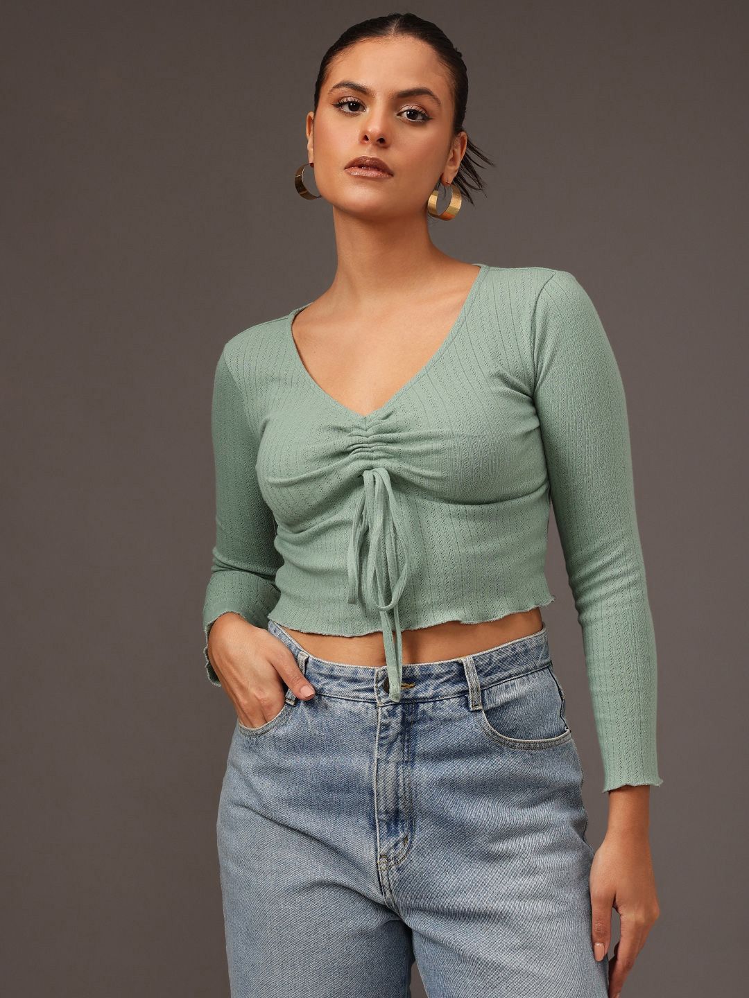 STREET 9 Striped Cotton Crop Top