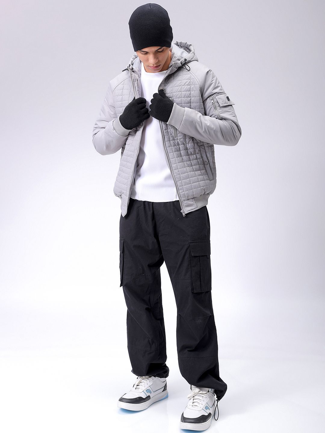 The Indian Garage Co Men Hooded Slim Fit Bomber Jacket