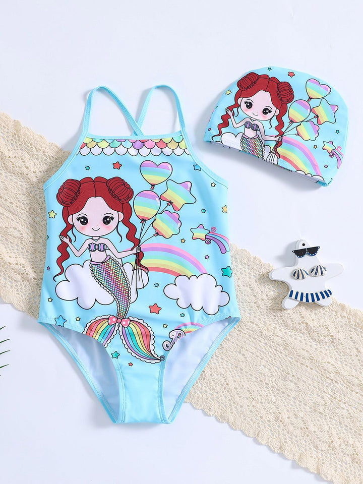 YK Girls Printed Swimwear Bodysuit