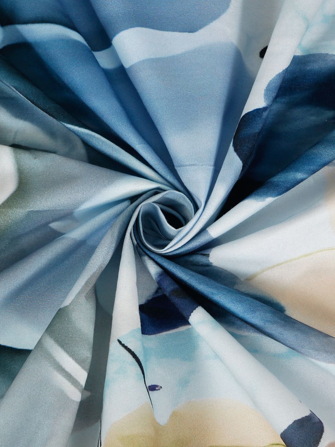 KLOTTHE Blue & White Floral Flat 400 TC Single 7D Bedsheet with 1 Pillow Covers