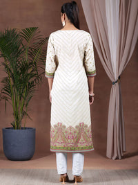 Libas Floral Printed Notch Neck Crepe Straight Kurta
