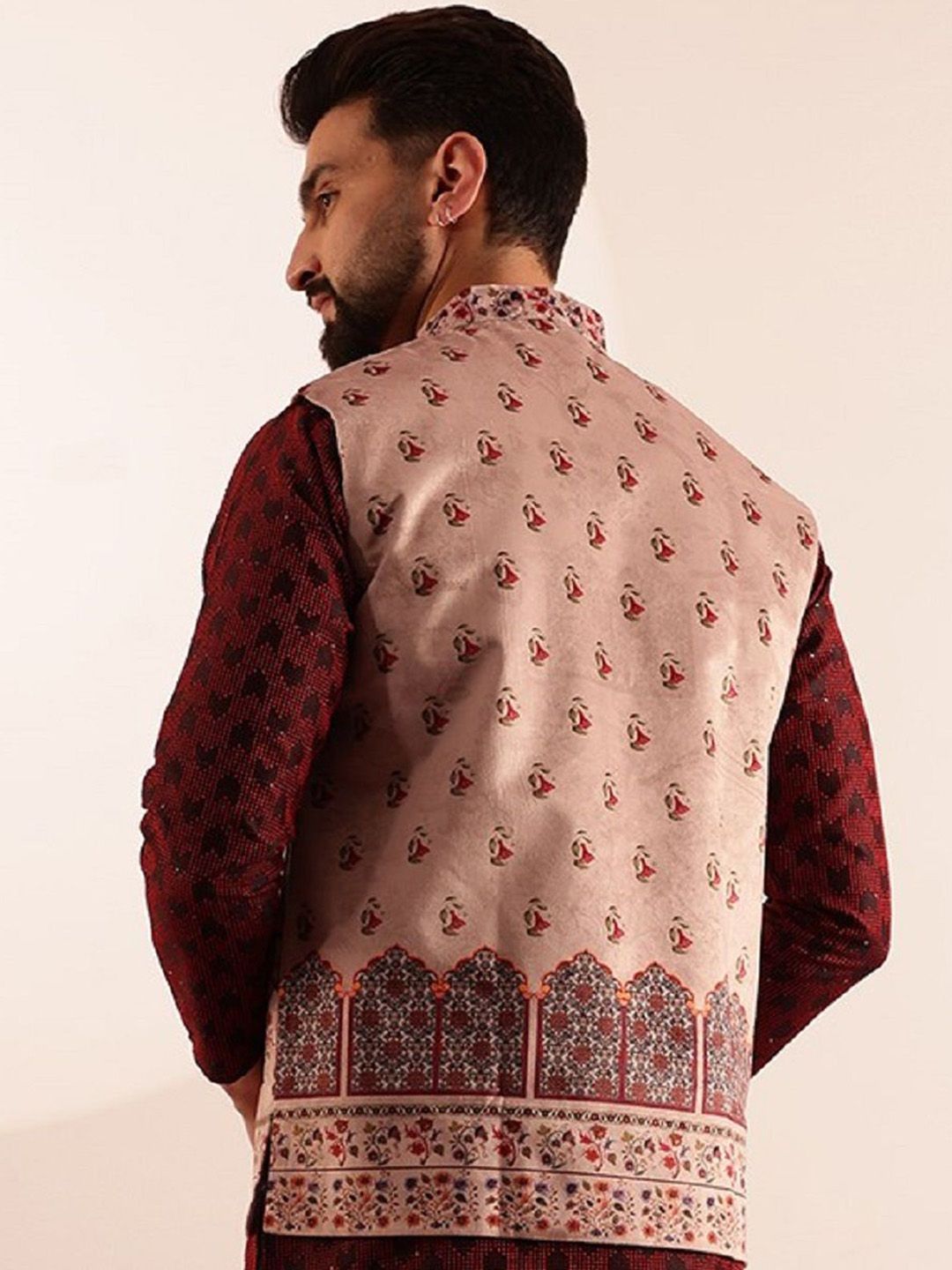 SOJANYA Printed Velvet Nehru Jacket
