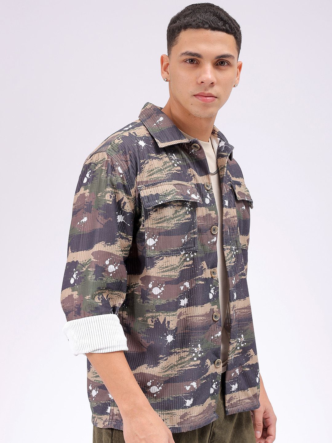 The Indian Garage Co Men Cutaway Collar Abstract Printed Casual Shirt